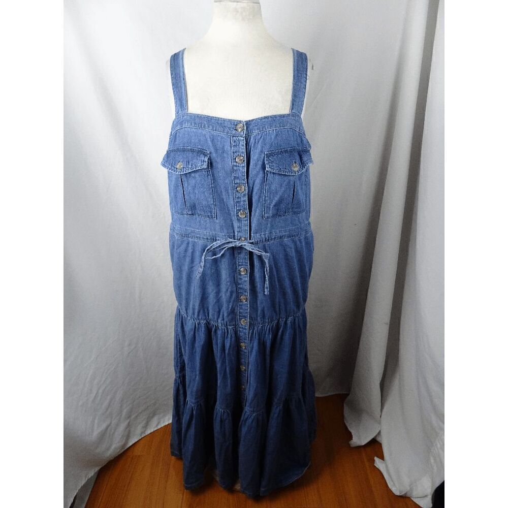 Buffalo David Bitton Women Blue Button Up Jean Dress with PocketsβSize XL